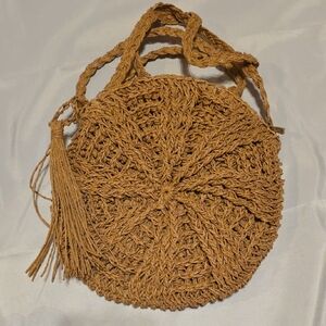 Woven Tan Round Bag